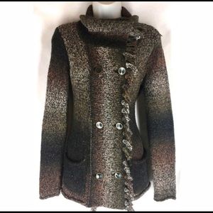 CAbi fringe frontier sweater double breasted